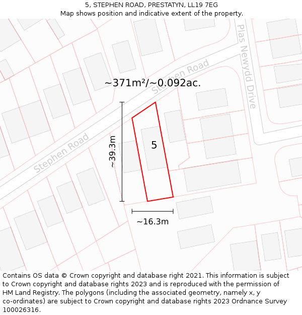 5, STEPHEN ROAD, PRESTATYN, LL19 7EG: Plot and title map