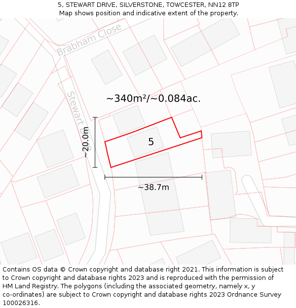 5, STEWART DRIVE, SILVERSTONE, TOWCESTER, NN12 8TP: Plot and title map