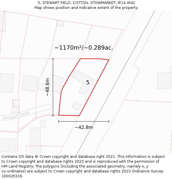 5, STEWART FIELD, COTTON, STOWMARKET, IP14 4NG: Plot and title map