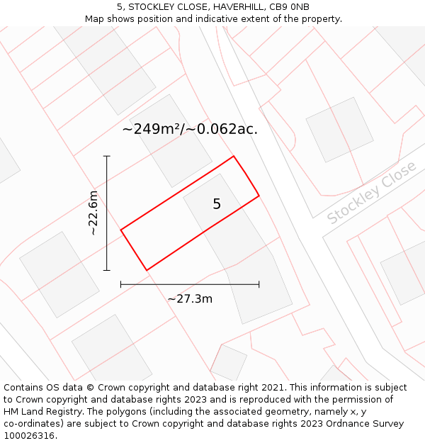 5, STOCKLEY CLOSE, HAVERHILL, CB9 0NB: Plot and title map