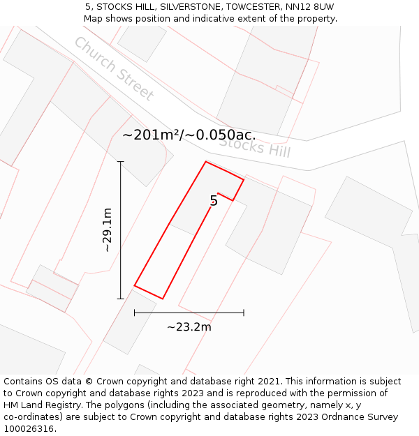 5, STOCKS HILL, SILVERSTONE, TOWCESTER, NN12 8UW: Plot and title map