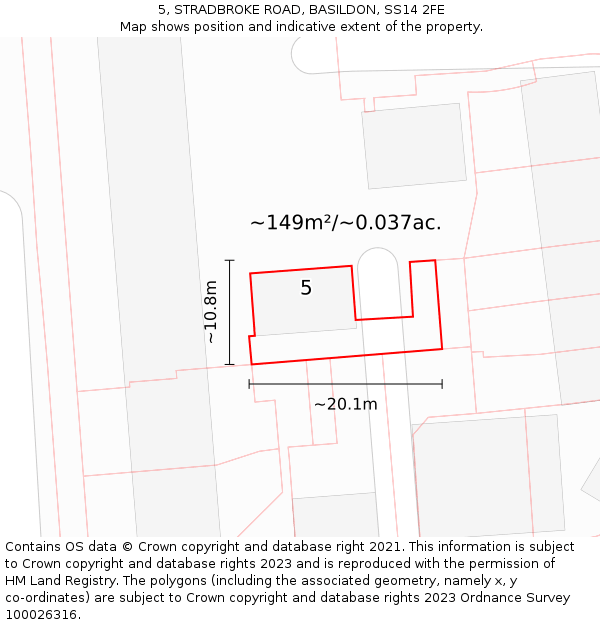 5, STRADBROKE ROAD, BASILDON, SS14 2FE: Plot and title map