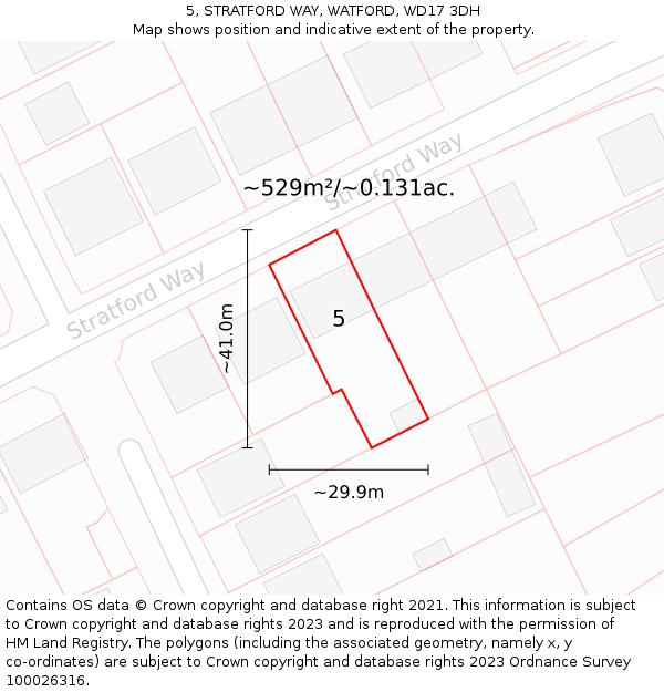 5, STRATFORD WAY, WATFORD, WD17 3DH: Plot and title map