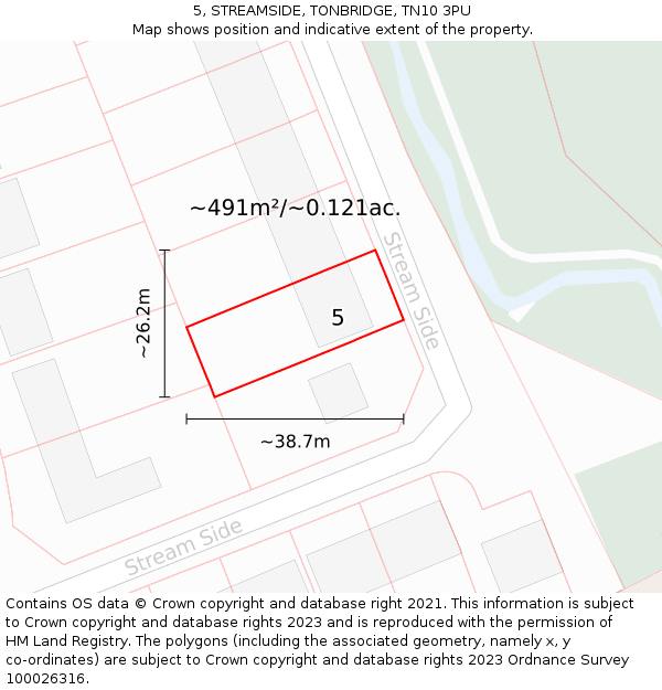 5, STREAMSIDE, TONBRIDGE, TN10 3PU: Plot and title map
