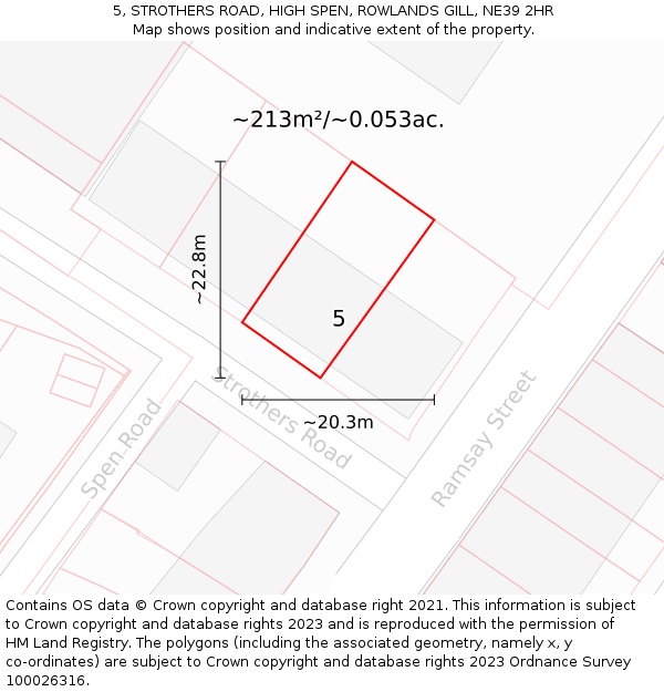 5, STROTHERS ROAD, HIGH SPEN, ROWLANDS GILL, NE39 2HR: Plot and title map