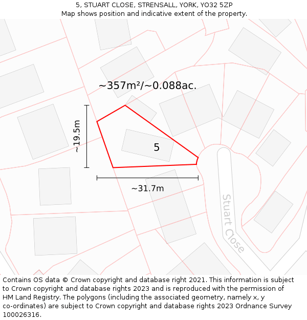 5, STUART CLOSE, STRENSALL, YORK, YO32 5ZP: Plot and title map