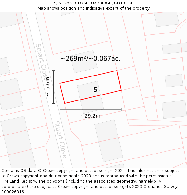 5, STUART CLOSE, UXBRIDGE, UB10 9NE: Plot and title map