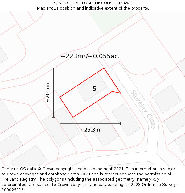 5, STUKELEY CLOSE, LINCOLN, LN2 4WD: Plot and title map