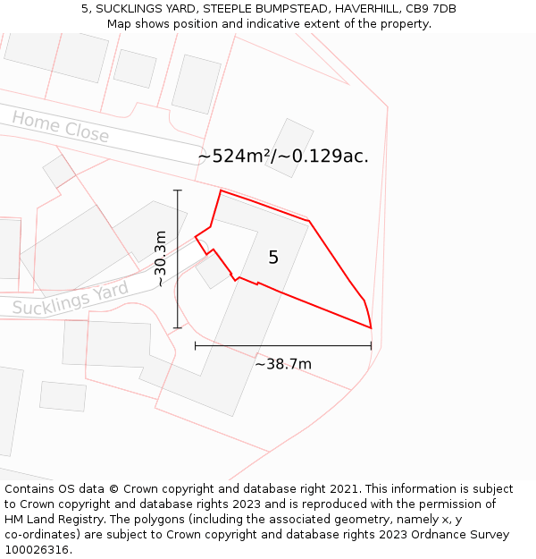 5, SUCKLINGS YARD, STEEPLE BUMPSTEAD, HAVERHILL, CB9 7DB: Plot and title map
