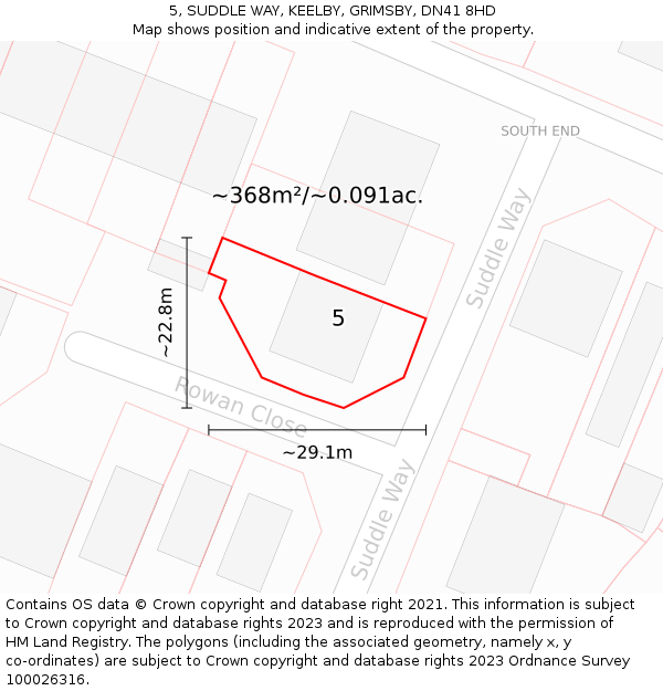 5, SUDDLE WAY, KEELBY, GRIMSBY, DN41 8HD: Plot and title map