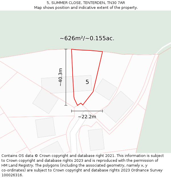 5, SUMMER CLOSE, TENTERDEN, TN30 7AR: Plot and title map