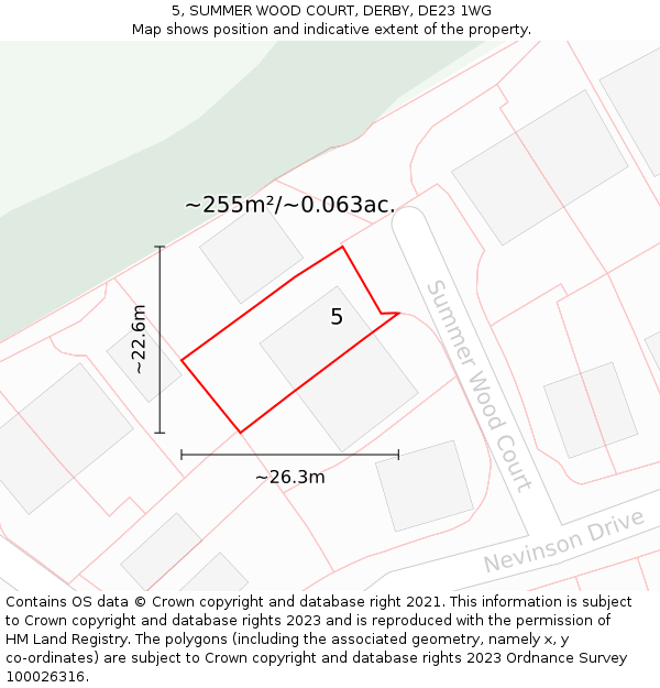 5, SUMMER WOOD COURT, DERBY, DE23 1WG: Plot and title map