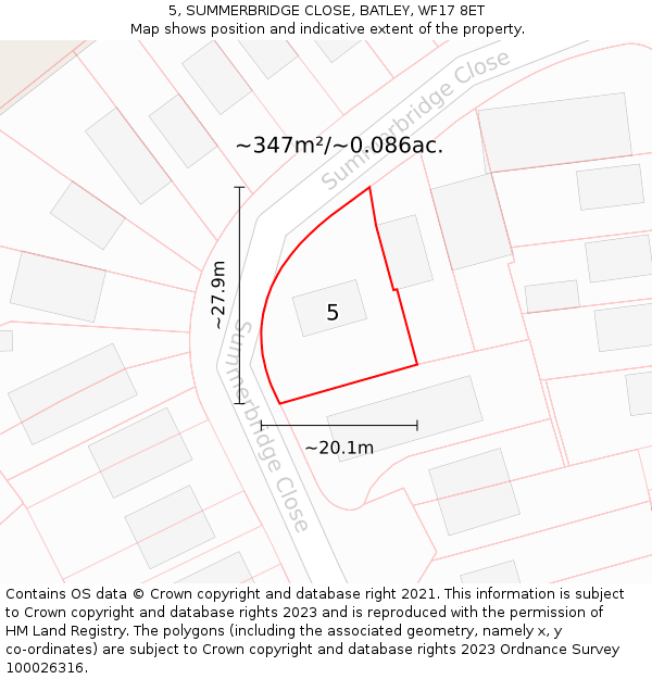 5, SUMMERBRIDGE CLOSE, BATLEY, WF17 8ET: Plot and title map
