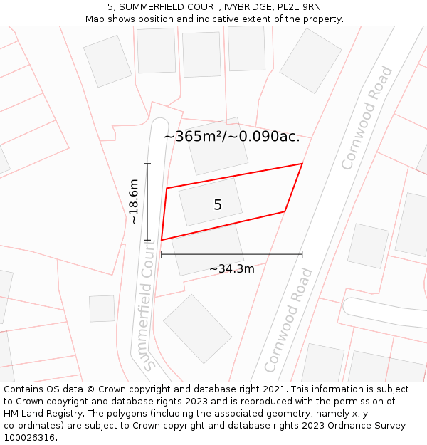 5, SUMMERFIELD COURT, IVYBRIDGE, PL21 9RN: Plot and title map