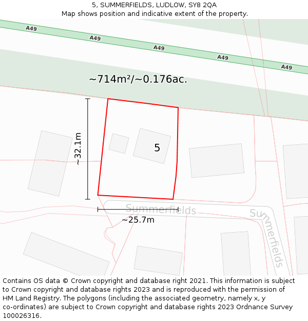5, SUMMERFIELDS, LUDLOW, SY8 2QA: Plot and title map