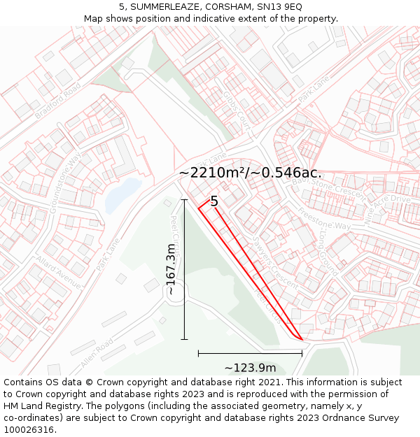 5, SUMMERLEAZE, CORSHAM, SN13 9EQ: Plot and title map