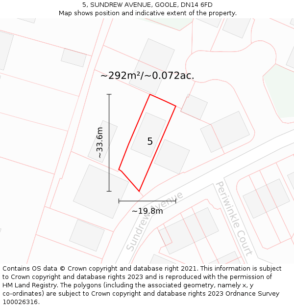 5, SUNDREW AVENUE, GOOLE, DN14 6FD: Plot and title map