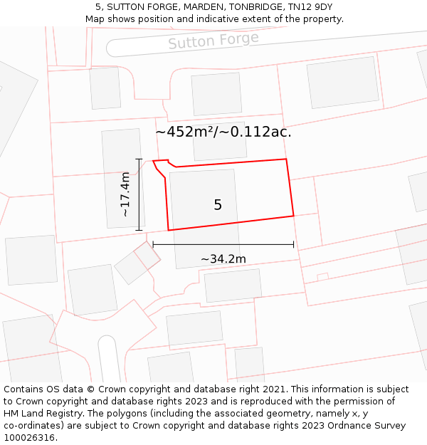 5, SUTTON FORGE, MARDEN, TONBRIDGE, TN12 9DY: Plot and title map