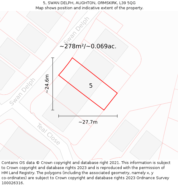5, SWAN DELPH, AUGHTON, ORMSKIRK, L39 5QG: Plot and title map