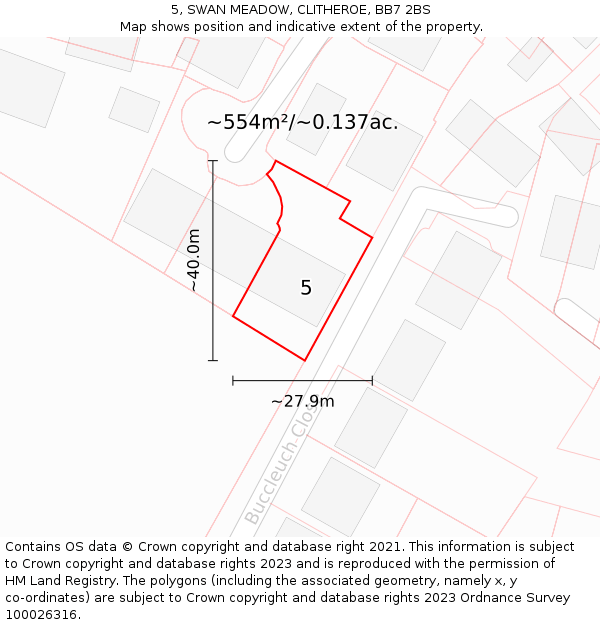 5, SWAN MEADOW, CLITHEROE, BB7 2BS: Plot and title map