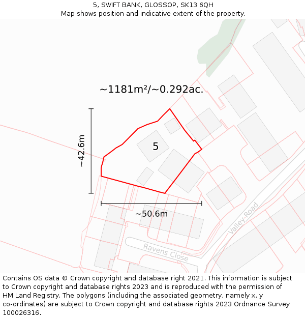 5, SWIFT BANK, GLOSSOP, SK13 6QH: Plot and title map