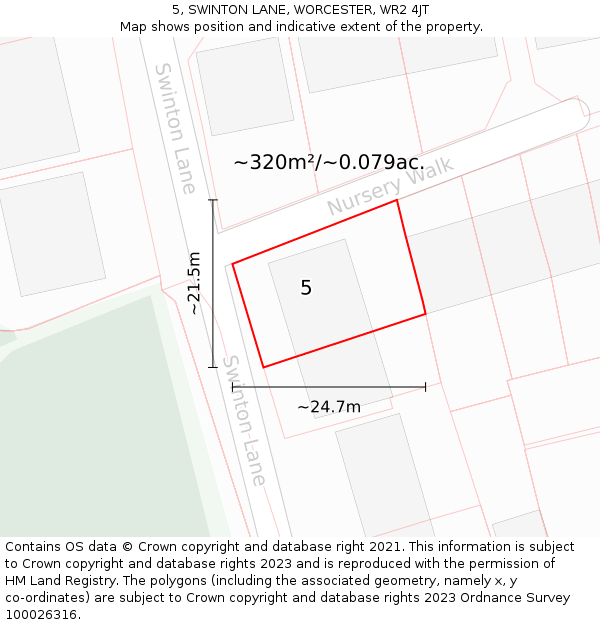 5, SWINTON LANE, WORCESTER, WR2 4JT: Plot and title map