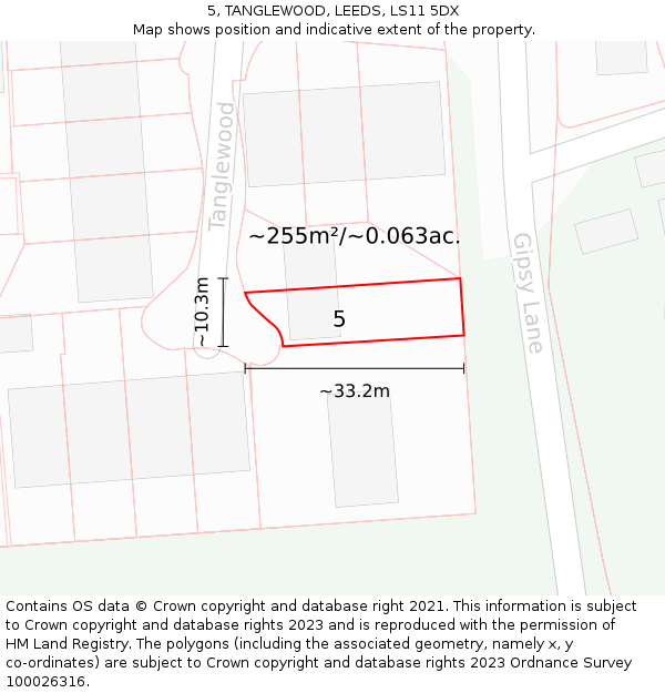 5, TANGLEWOOD, LEEDS, LS11 5DX: Plot and title map