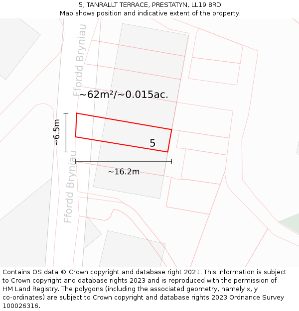 5, TANRALLT TERRACE, PRESTATYN, LL19 8RD: Plot and title map