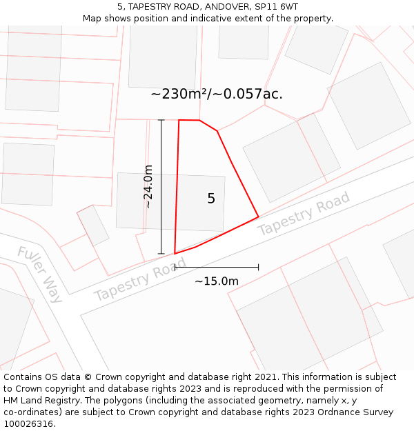 5, TAPESTRY ROAD, ANDOVER, SP11 6WT: Plot and title map
