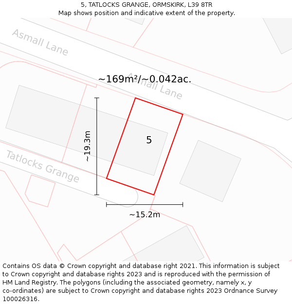 5, TATLOCKS GRANGE, ORMSKIRK, L39 8TR: Plot and title map