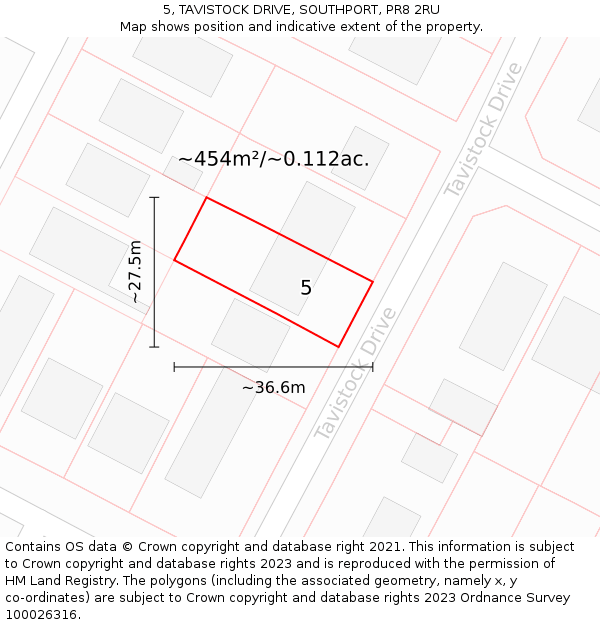 5, TAVISTOCK DRIVE, SOUTHPORT, PR8 2RU: Plot and title map