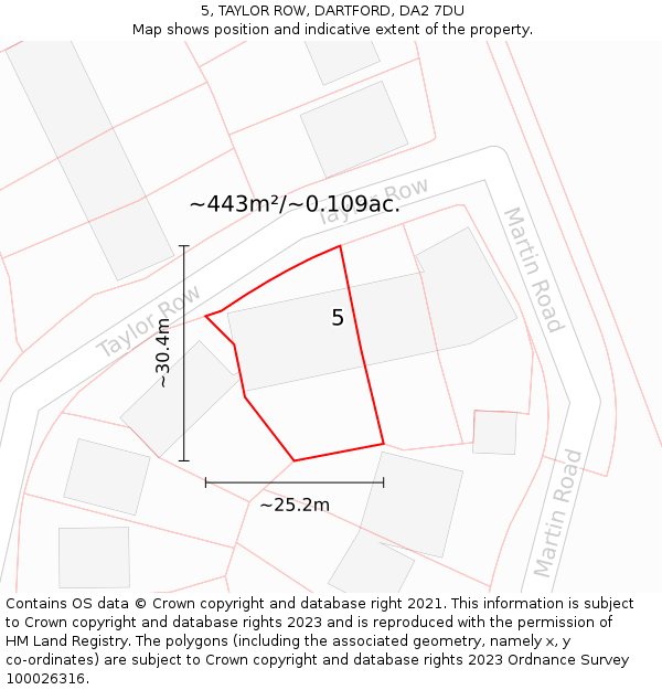 5, TAYLOR ROW, DARTFORD, DA2 7DU: Plot and title map