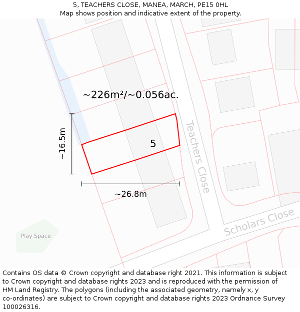 5, TEACHERS CLOSE, MANEA, MARCH, PE15 0HL: Plot and title map