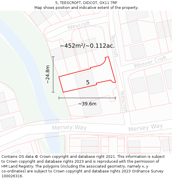 5, TEESCROFT, DIDCOT, OX11 7RP: Plot and title map