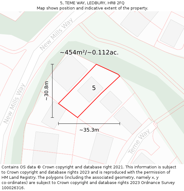 5, TEME WAY, LEDBURY, HR8 2FQ: Plot and title map