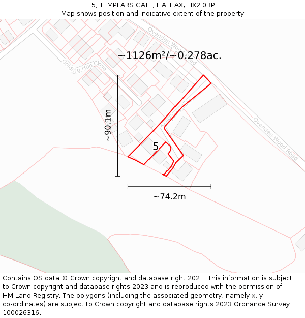 5, TEMPLARS GATE, HALIFAX, HX2 0BP: Plot and title map