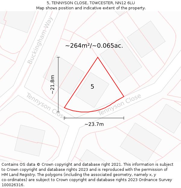5, TENNYSON CLOSE, TOWCESTER, NN12 6LU: Plot and title map