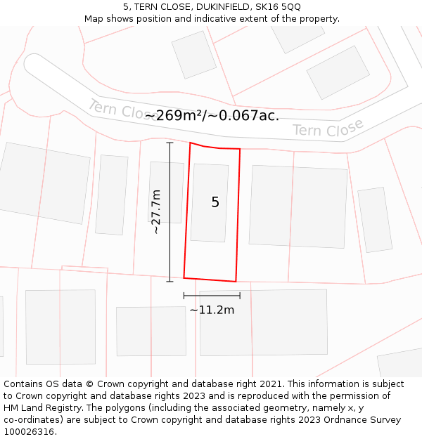5, TERN CLOSE, DUKINFIELD, SK16 5QQ: Plot and title map