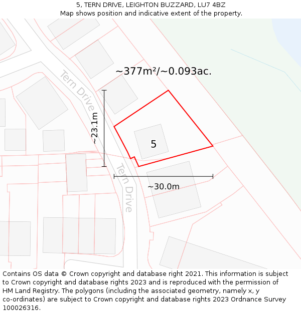 5, TERN DRIVE, LEIGHTON BUZZARD, LU7 4BZ: Plot and title map