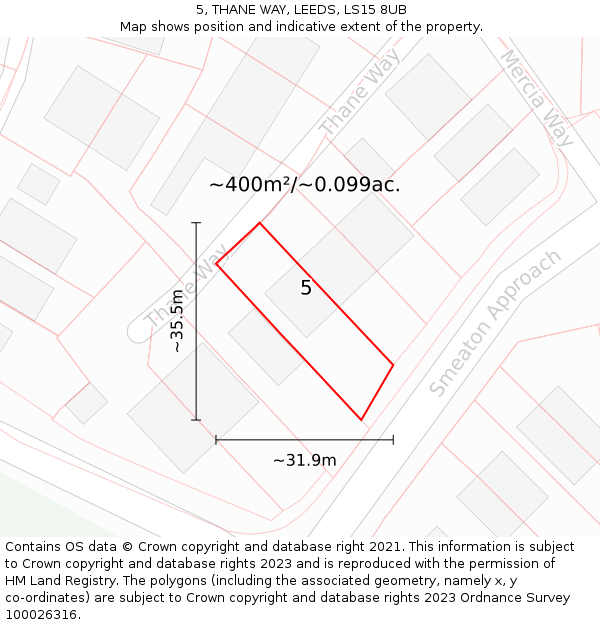 5, THANE WAY, LEEDS, LS15 8UB: Plot and title map