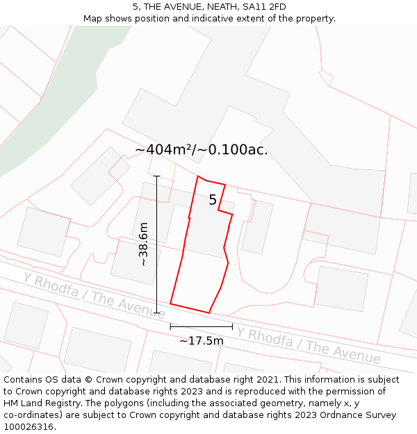 5, THE AVENUE, NEATH, SA11 2FD: Plot and title map