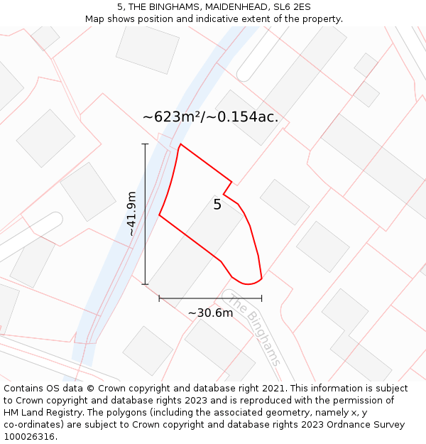 5, THE BINGHAMS, MAIDENHEAD, SL6 2ES: Plot and title map