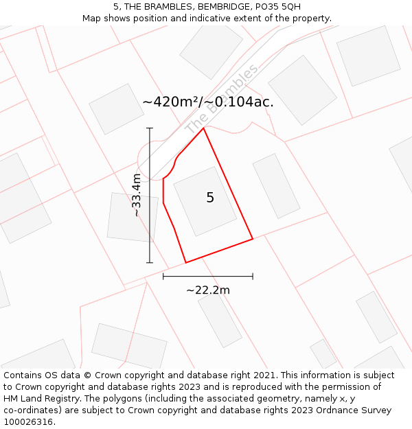 5, THE BRAMBLES, BEMBRIDGE, PO35 5QH: Plot and title map