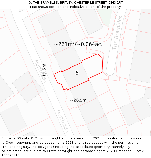 5, THE BRAMBLES, BIRTLEY, CHESTER LE STREET, DH3 1RT: Plot and title map