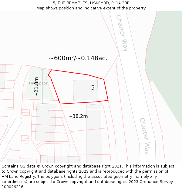 5, THE BRAMBLES, LISKEARD, PL14 3BR: Plot and title map