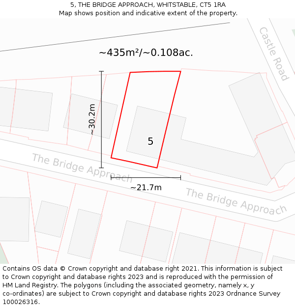5, THE BRIDGE APPROACH, WHITSTABLE, CT5 1RA: Plot and title map