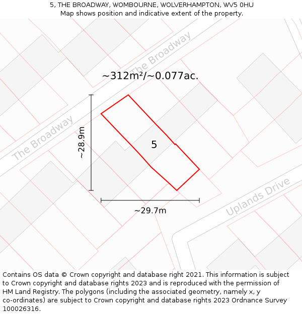 5, THE BROADWAY, WOMBOURNE, WOLVERHAMPTON, WV5 0HU: Plot and title map