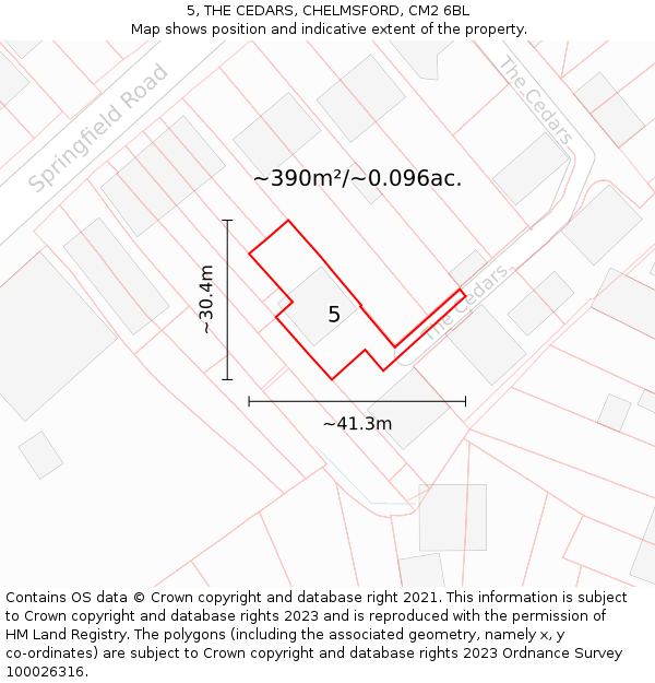 5, THE CEDARS, CHELMSFORD, CM2 6BL: Plot and title map