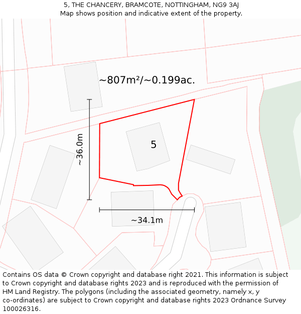 5, THE CHANCERY, BRAMCOTE, NOTTINGHAM, NG9 3AJ: Plot and title map