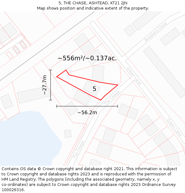 5, THE CHASE, ASHTEAD, KT21 2JN: Plot and title map